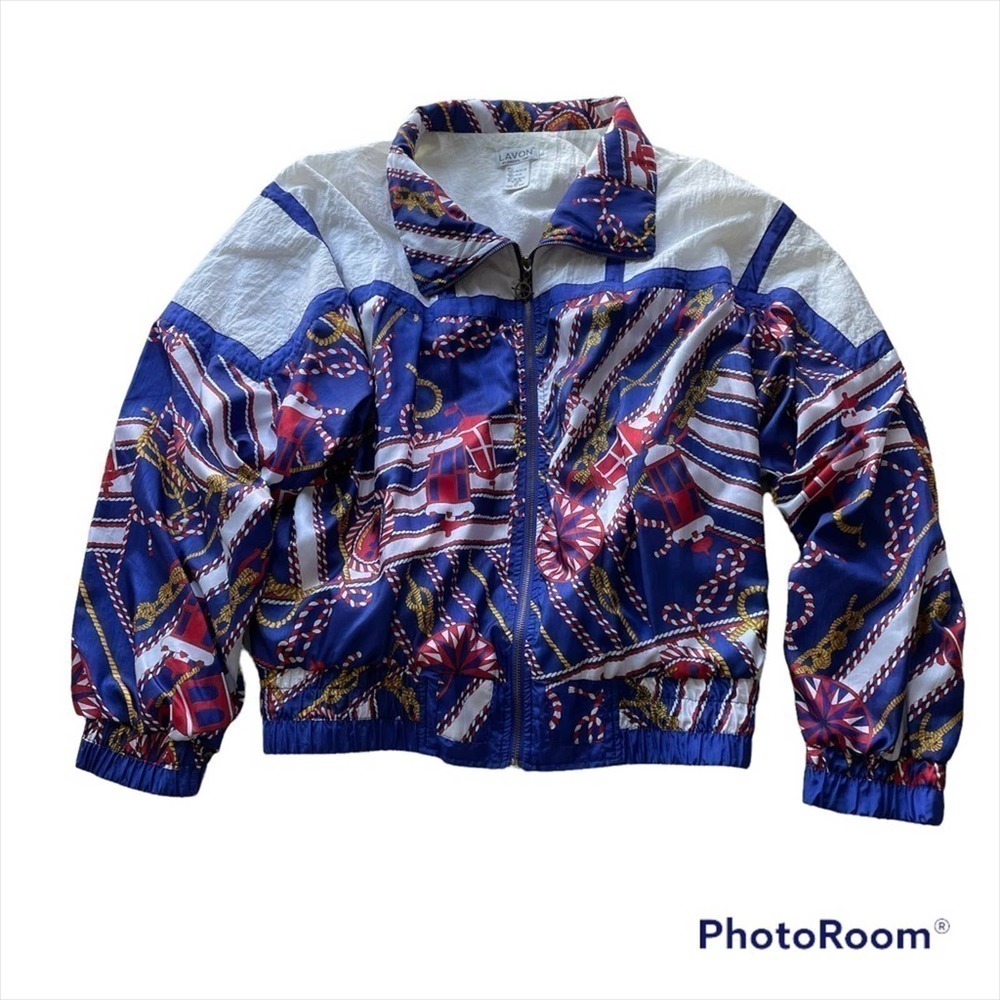 LAVON Windbreaker Jacket Vintage Nautical Size XLarge American theme Coastal - Picture 10 of 12